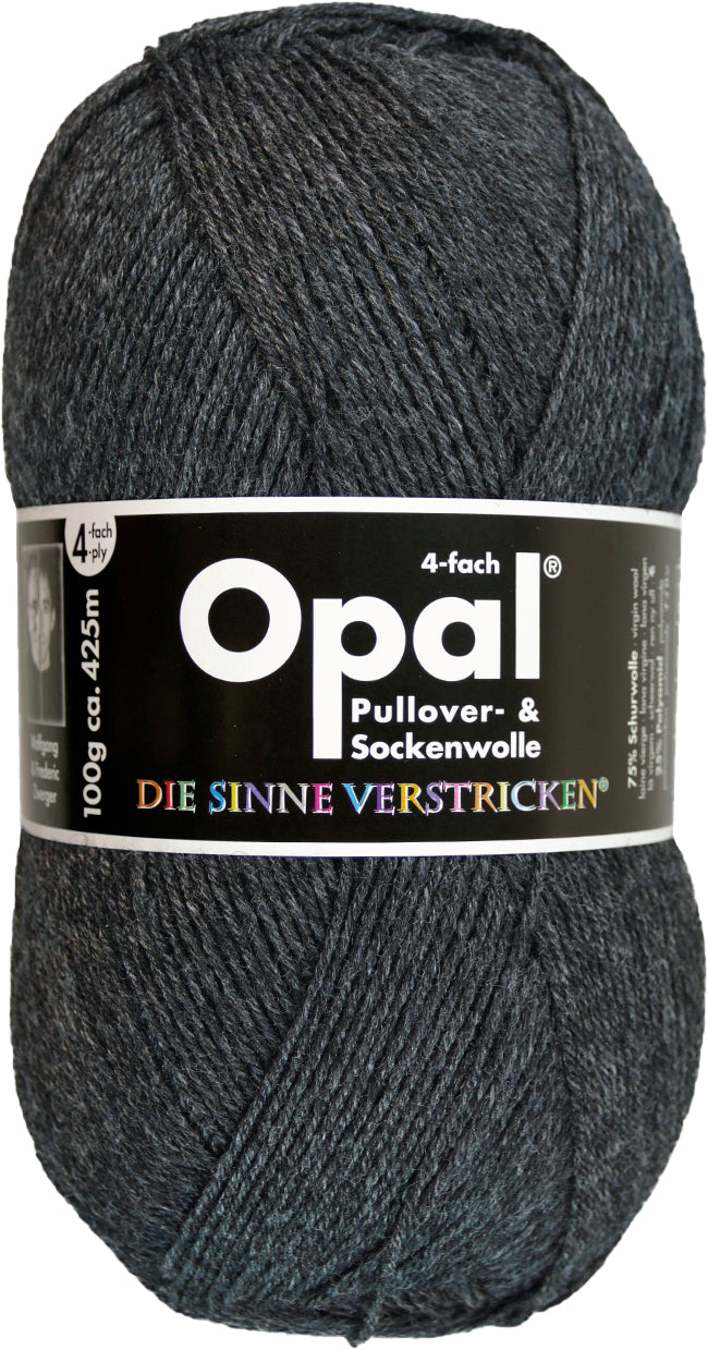 Opal Sockenwolle Uni 4-fädig Anthrazit Melange