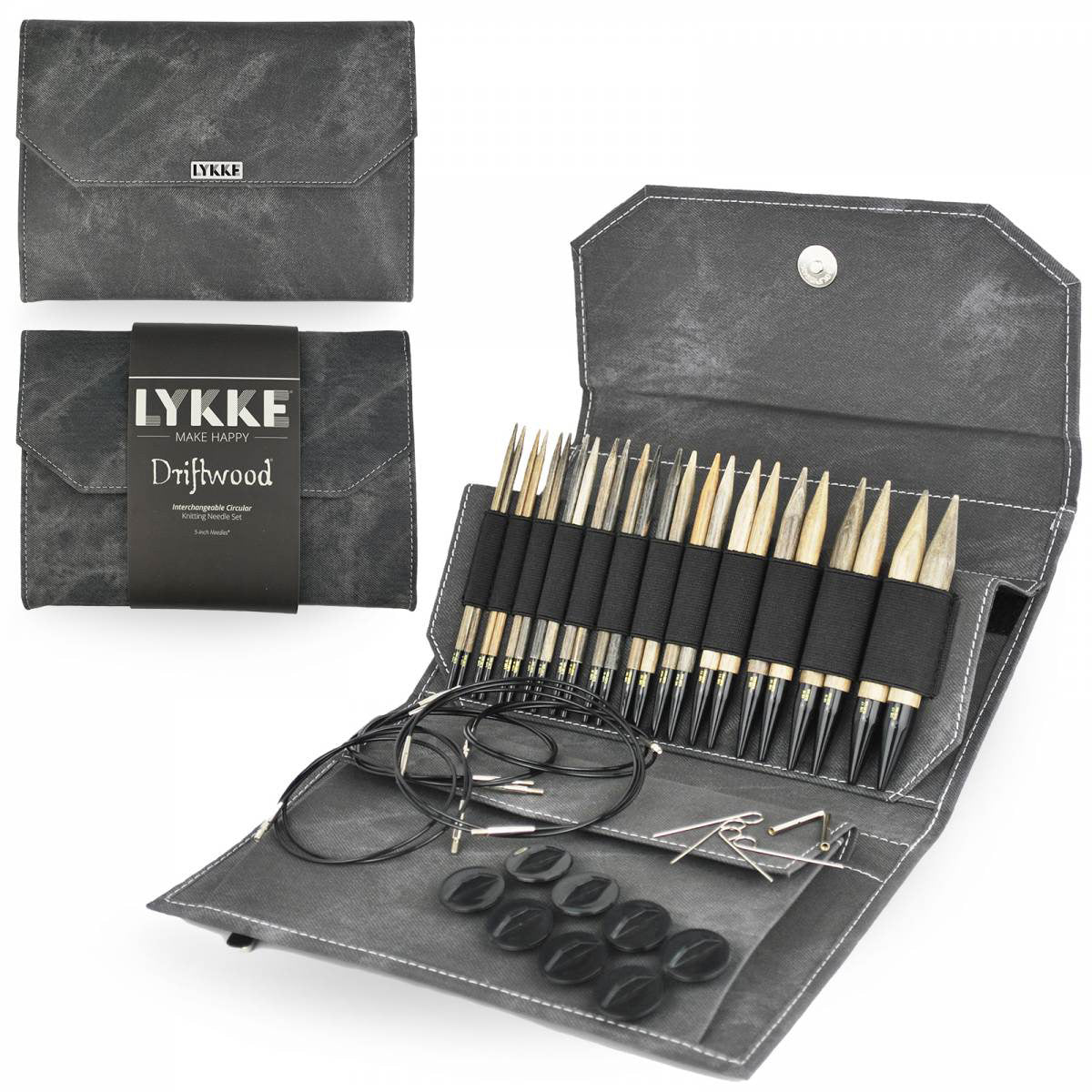 Lykke Stricknadel-Set in Driftwood 3,5mm-12mm / 12 Rundstricknadeln