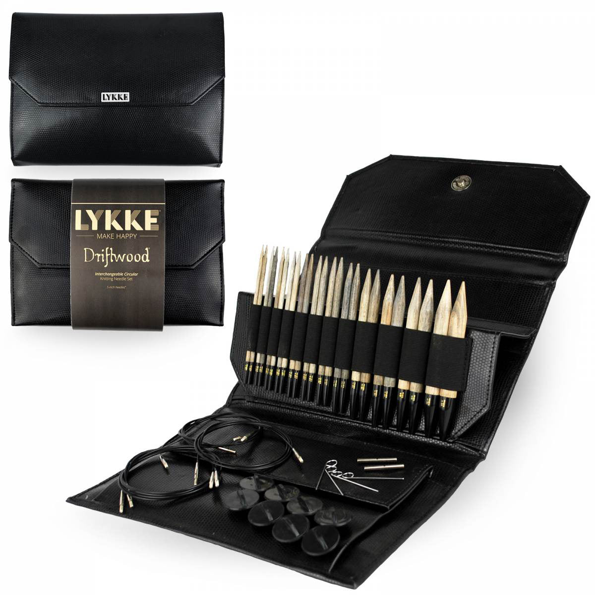 Lykke Stricknadel-Set in Driftwood 3,5mm-12mm / 12 Rundstricknadeln