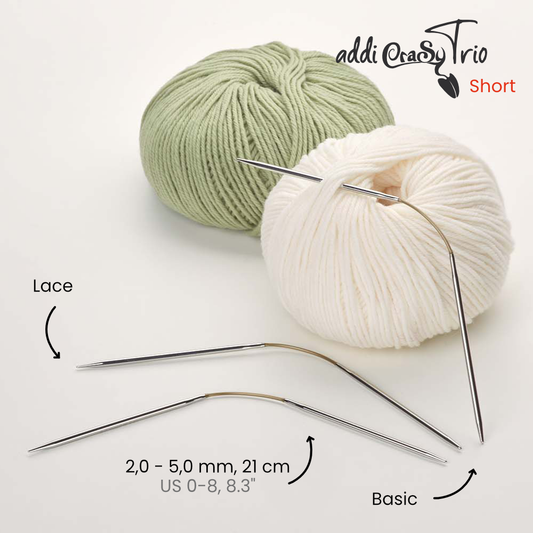 Addi Strumpfstricknadeln CraSyTrio Short Nadelspiel