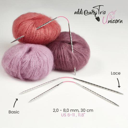 Addi Strumpfstricknadeln CraSyTrio Unicorn Long Nadelspiel