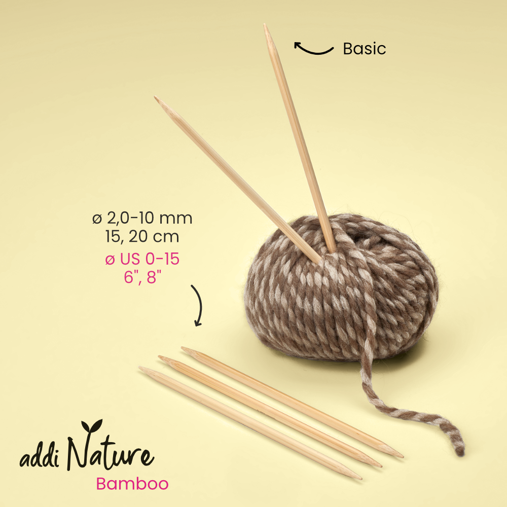 Addi Strumpfstricknadeln Bambus Nadelspiel 15cm