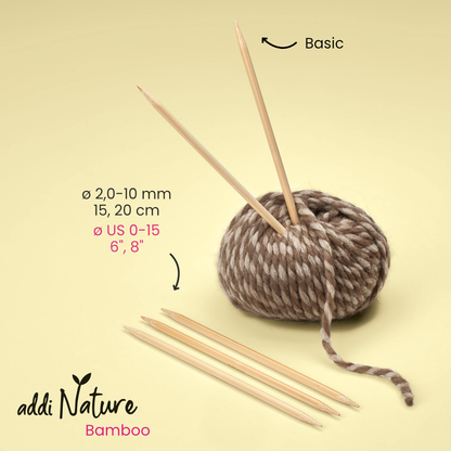 Addi Strumpfstricknadeln Bambus Nadelspiel 15cm
