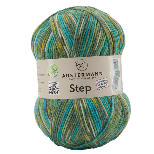 Step Color Sockenwolle 4-fach Oliv Bunt