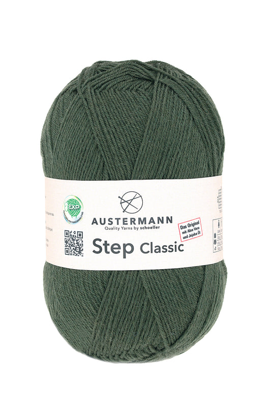 Step Classic Sockenwolle Uni 4-fädig Moos