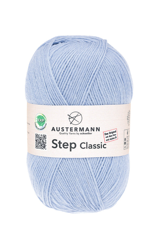 Step Classic Sockenwolle Uni 4-fädig Hellblau