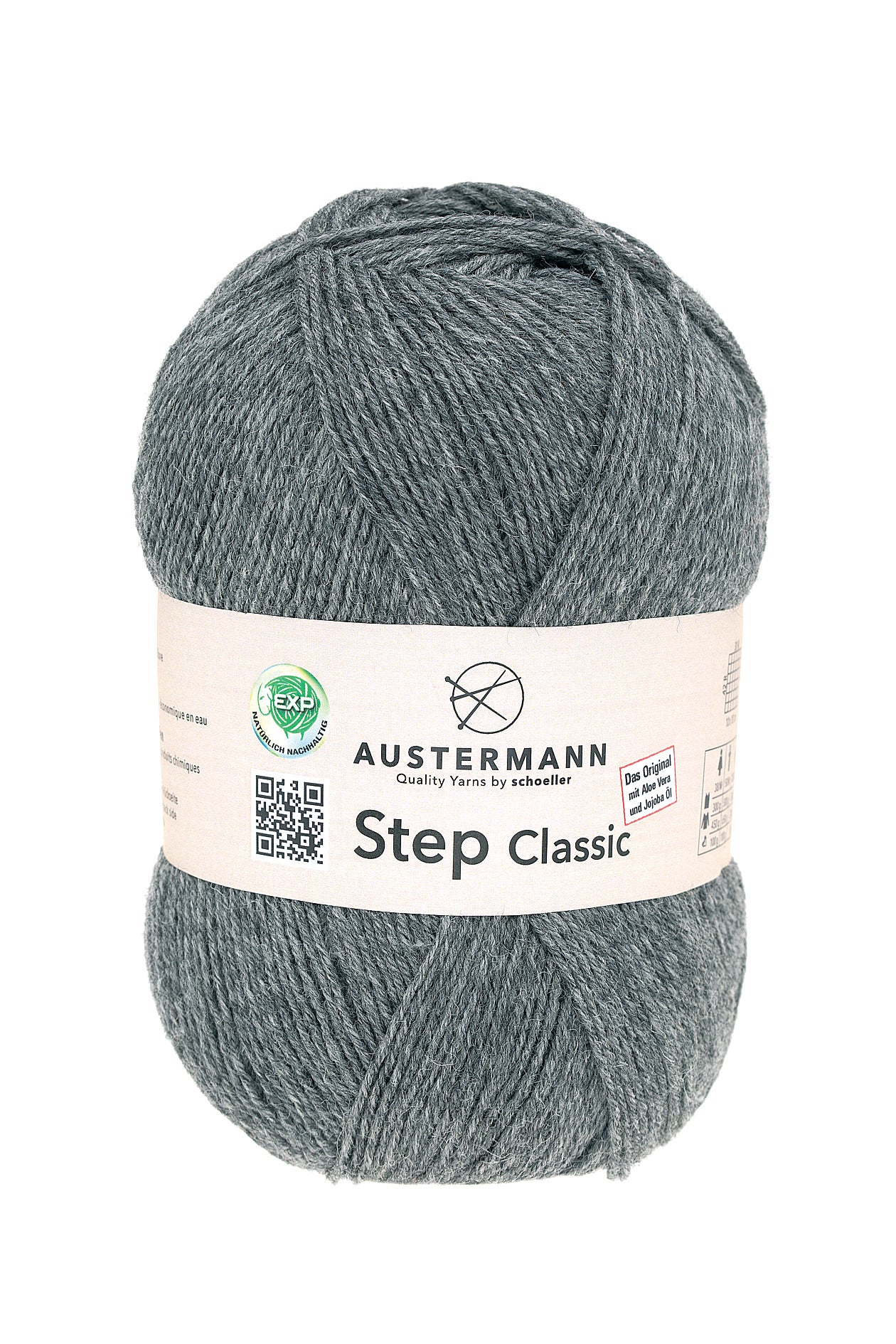 Step Classic Sockenwolle Uni 4-fädig Grau-Meliert