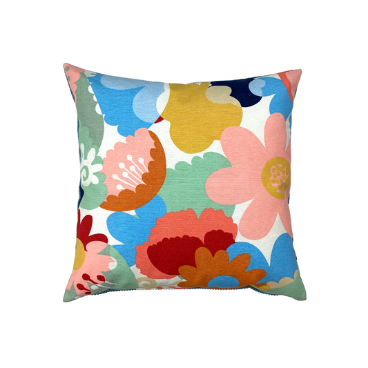 Zierkissen Kissenbezug Frühling Geblümt Pastell 50x50cm Rückseite Hellblau