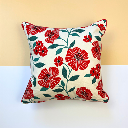Kissenbezug 40x40cm "Rote Blumen" Limited Edition