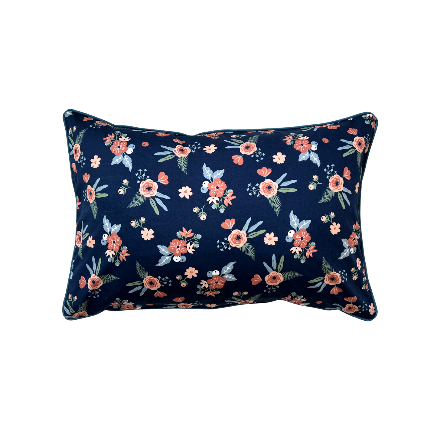 Kissenbezug Blumenmuster Floral Dunkelblau 40x60cm Baumwolle