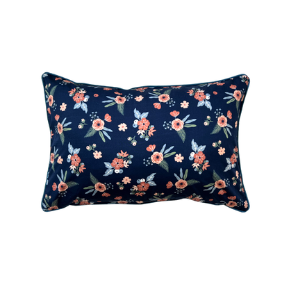 Kissenbezug Blumenmuster Floral Dunkelblau 40x60cm Baumwolle