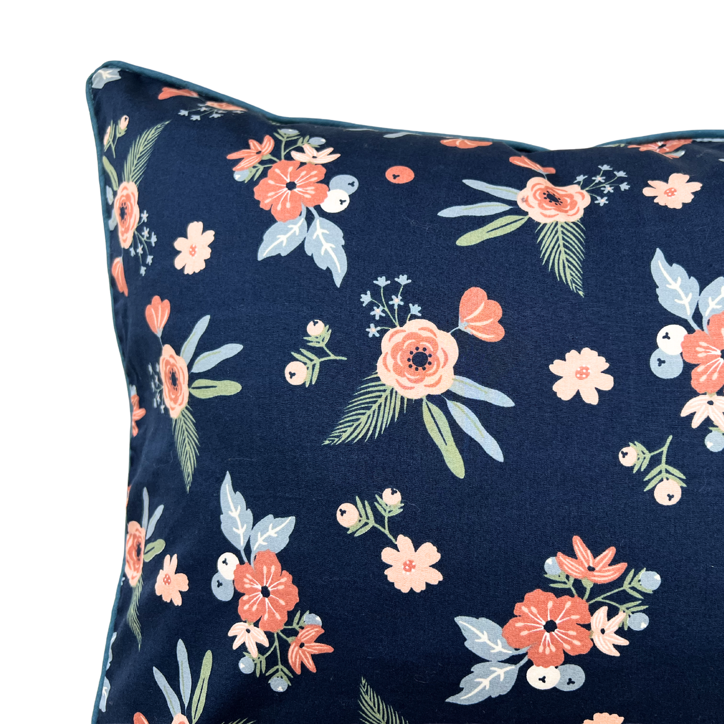 Kissenbezug Blumenmuster Floral Dunkelblau 40x60cm Baumwolle