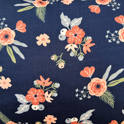 Kissenbezug Blumenmuster Floral Dunkelblau 40x60cm Baumwolle