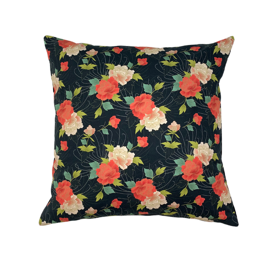 Kissenbezug Geblümt Schwarz Blumenmuster 50x50cm mit Reißverschluss