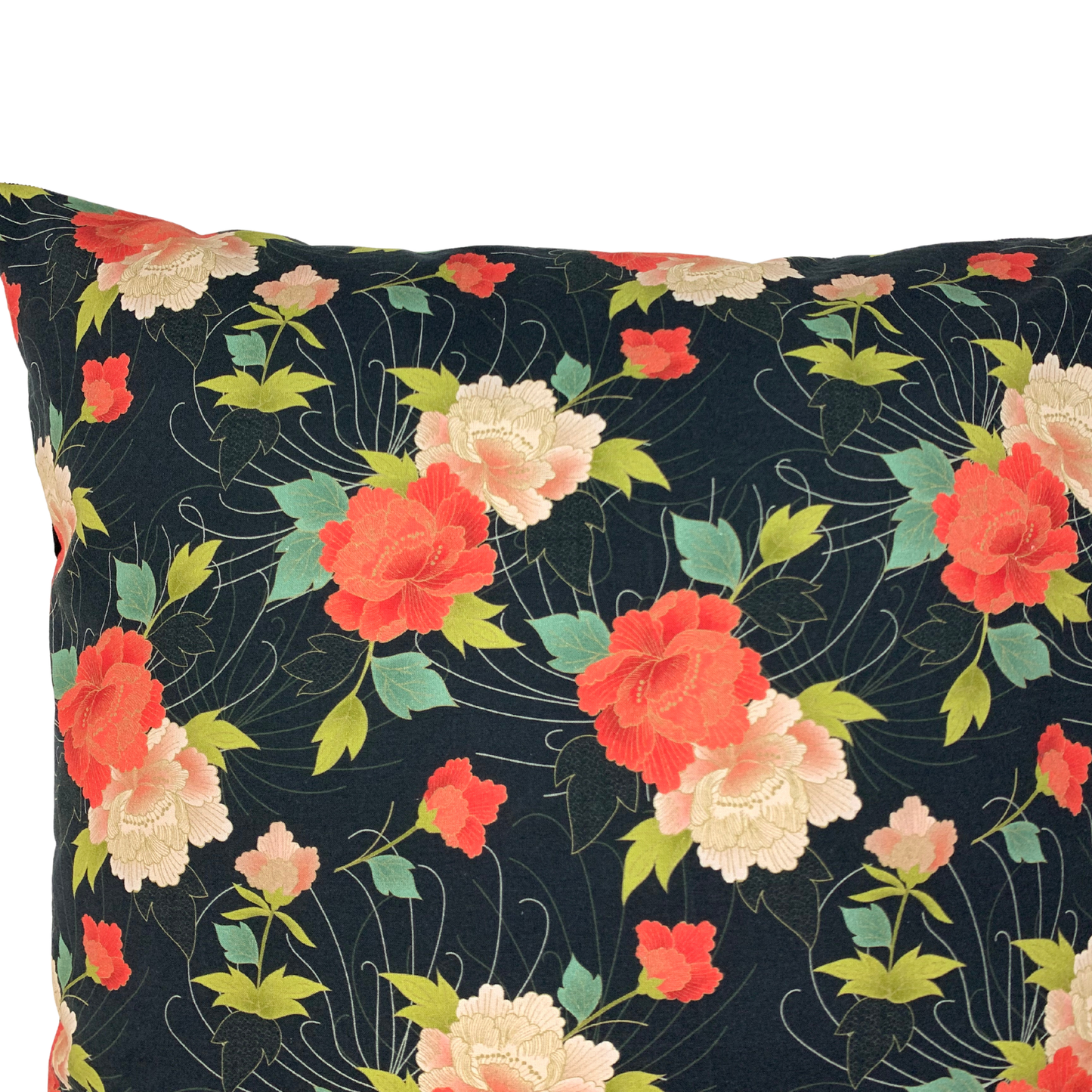 Kissenbezug Geblümt Schwarz Blumenmuster 50x50cm mit Reißverschluss