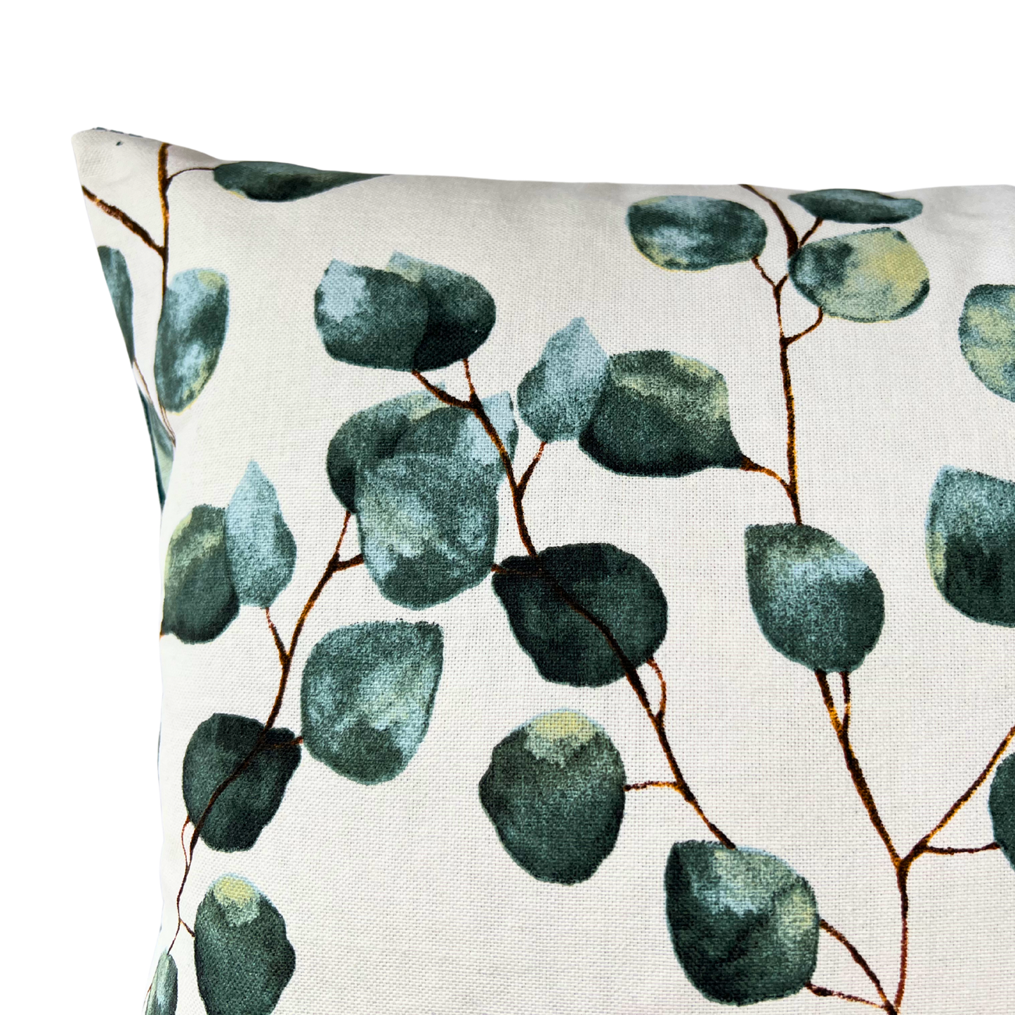 Kissenbezug Eukalyptus Ranken 40x40cm Rückseite Petrol