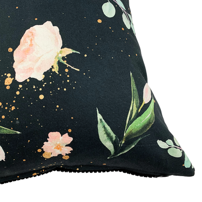 Kissenbezug Floral Schwarz 40x40cm, 30x50cm Elegant mit Breitcord