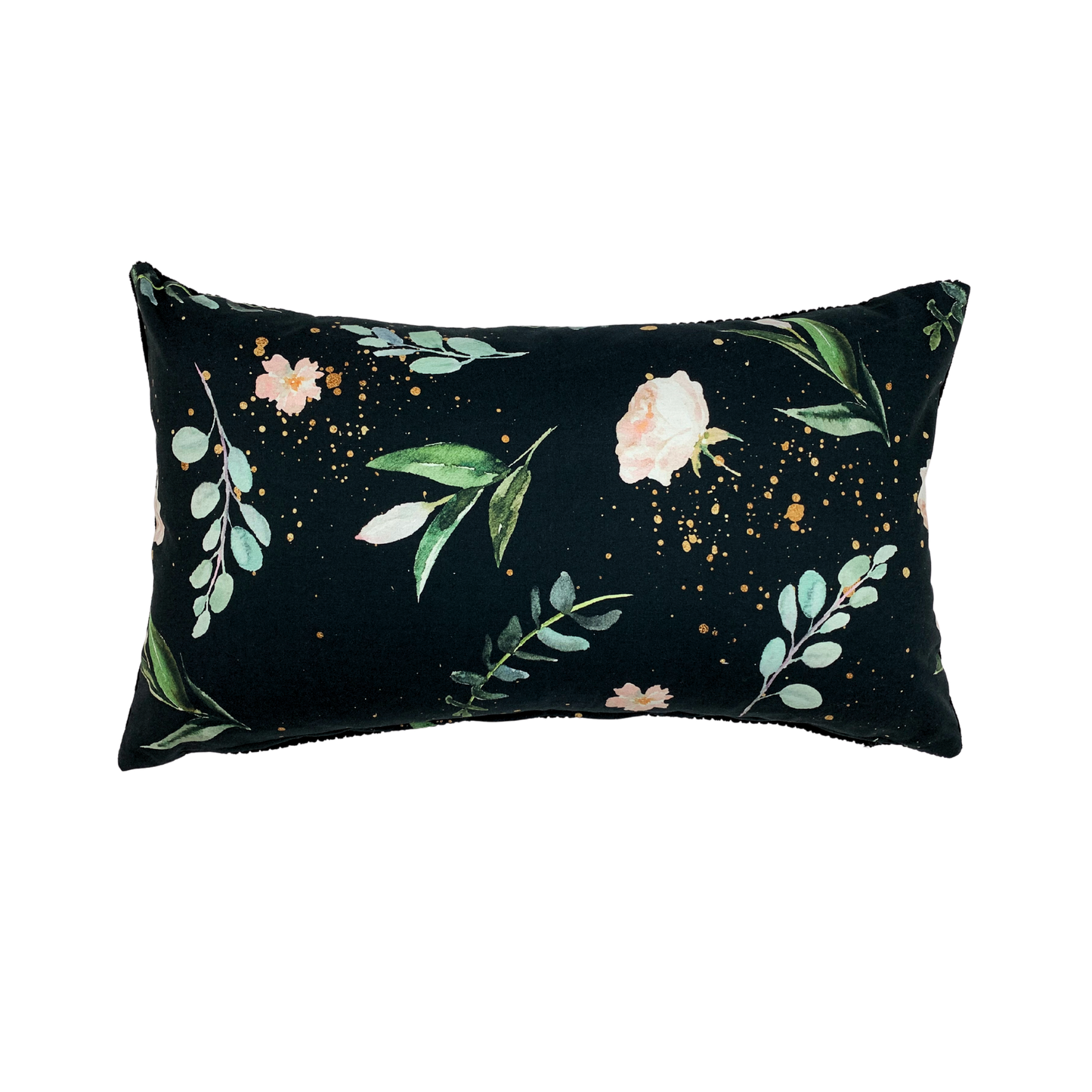 Kissenbezug Floral Schwarz 40x40cm, 30x50cm Elegant mit Breitcord