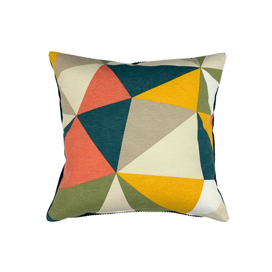 Kissenbezug 40x40cm Geometrisch Abstrakt Mehrfarbig Rückseite Petrol