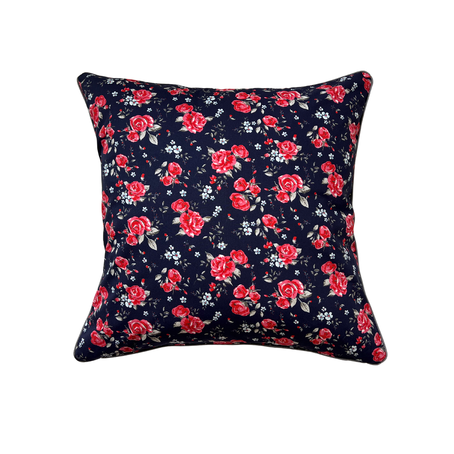 Kissenbezug Blumenmuster Rosen auf Dunkelblau Landhausstil 40x40cm, 50x50cm