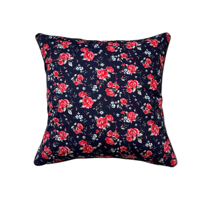 Kissenbezug Blumenmuster Rosen auf Dunkelblau Landhausstil 40x40cm, 50x50cm