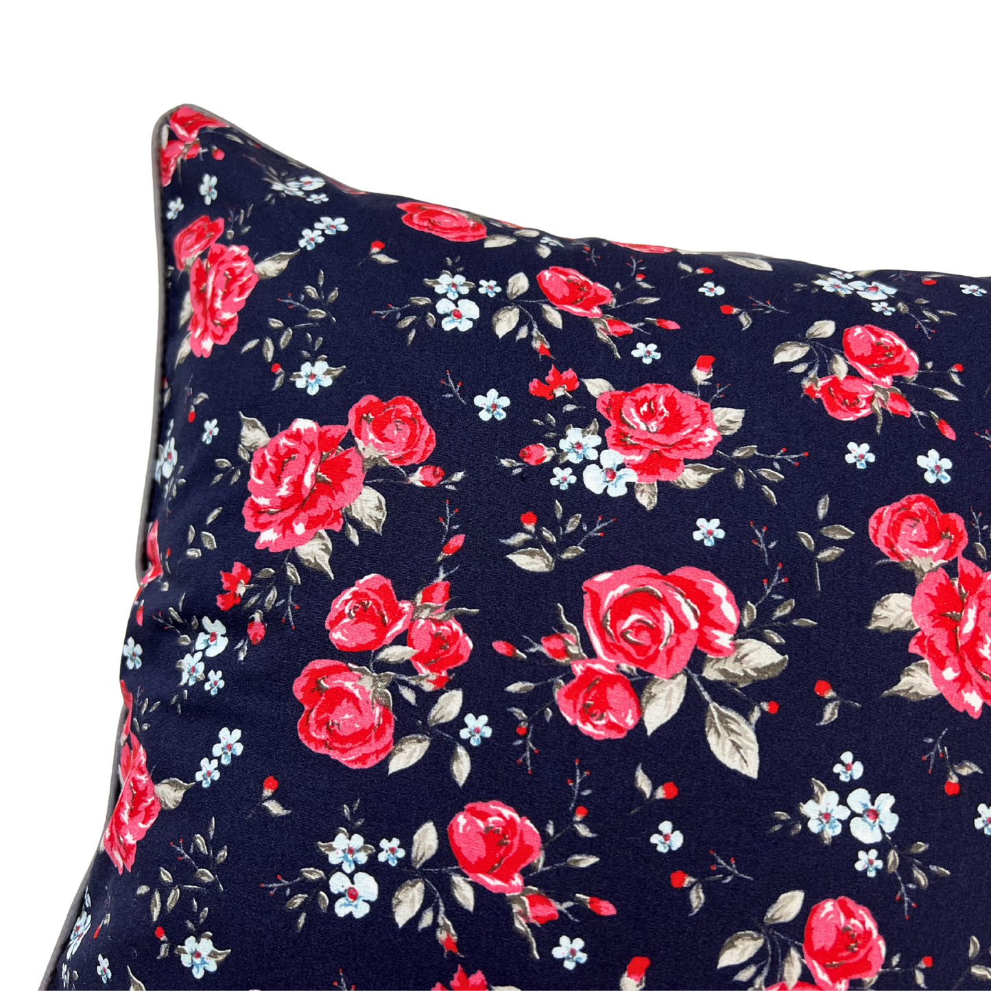 Kissenbezug Blumenmuster Rosen auf Dunkelblau Landhausstil 40x40cm, 50x50cm