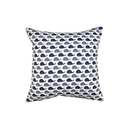 Kinderkissenbezug 40x40cm Kleine Wale Tierprint mit Breitcord Blau