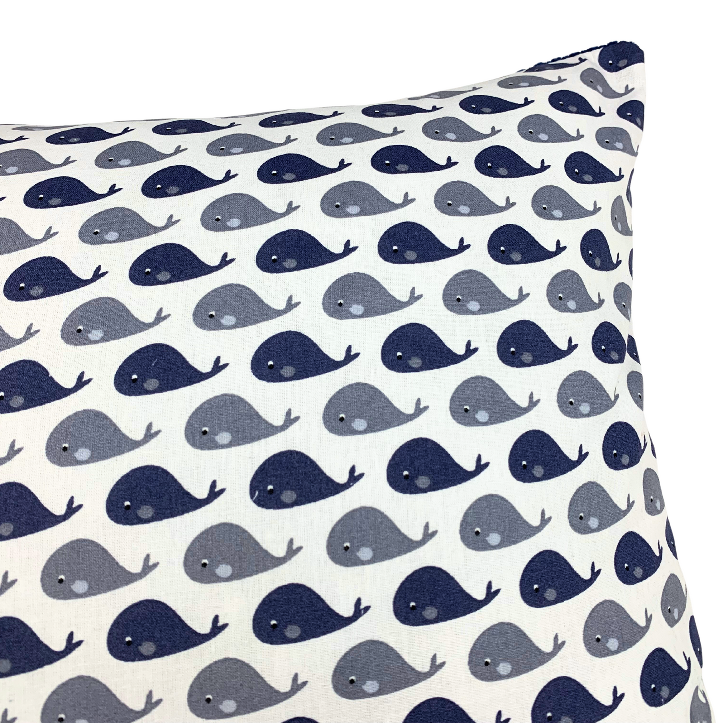 Kinderkissenbezug 40x40cm Kleine Wale Tierprint mit Breitcord Blau