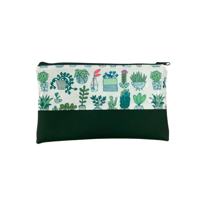 Kosmetiktasche Schminktasche Wasserabweisend, Wachstuch, Kakteen mit Kunstleder, innen und außen abwaschbar