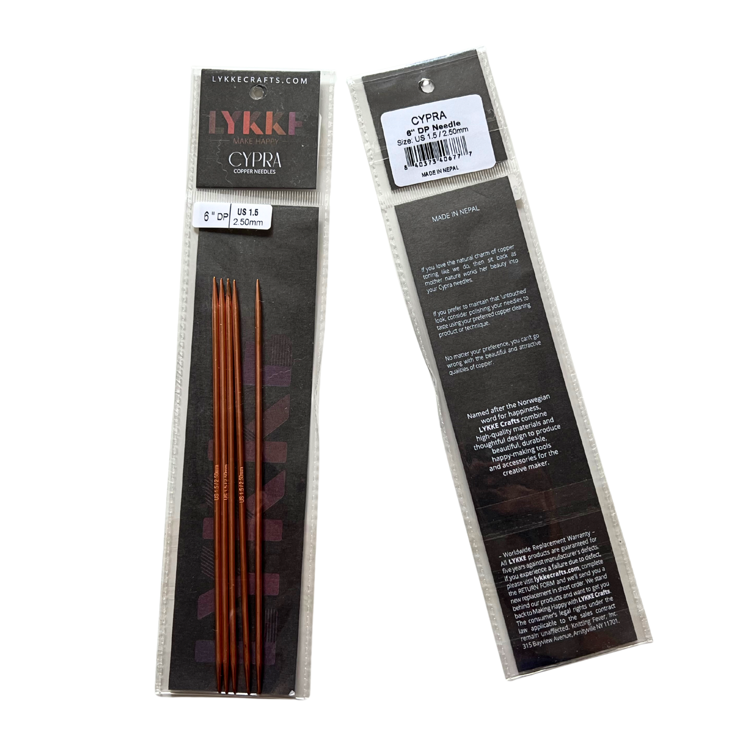 Lykke Strumpfstricknadeln Kupfernadeln Nadelspiel 15cm Cypra Copper Needles