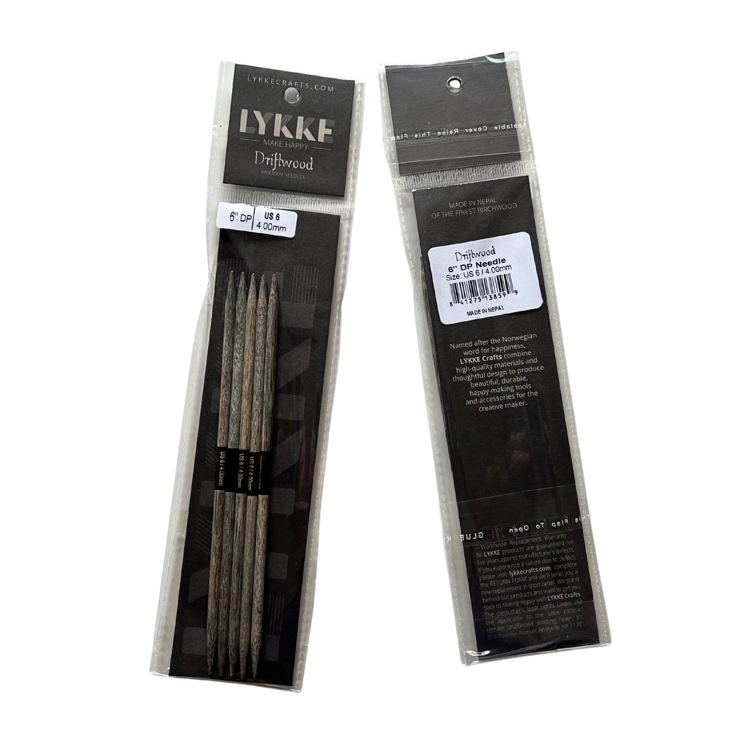 Lykke Strumpfstricknadeln Holz Nadelspiel 15cm Driftwood