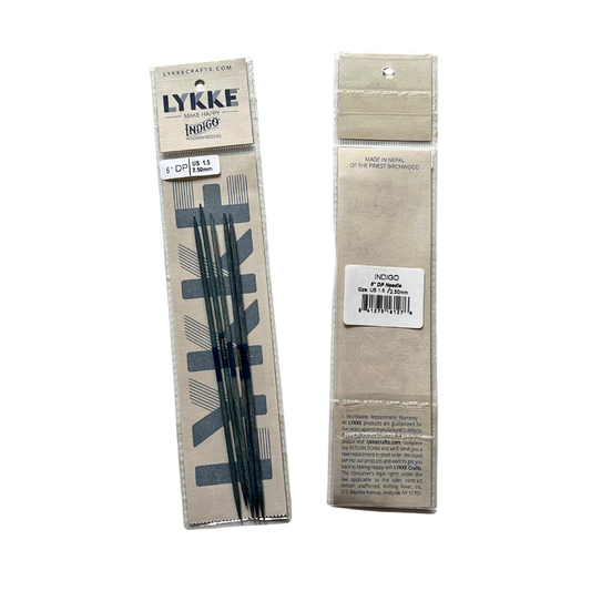 Lykke Strumpfstricknadeln Holz Nadelspiel 15cm Indigo