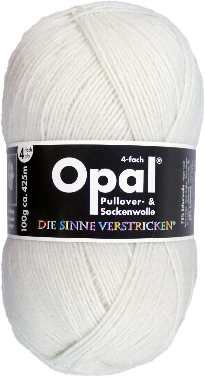 Opal Sockenwolle Uni 4-fädig Hartweiß