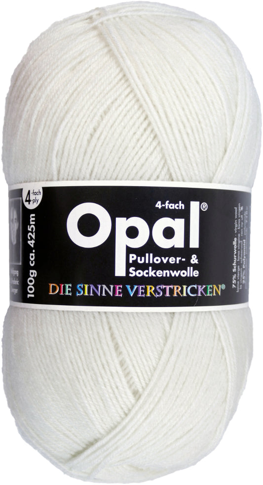 Opal Sockenwolle Uni 4-fädig Hartweiß