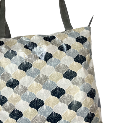 Große Shopper, Tragetasche Wachstuch Zwiebelmuster Abstrakt, mit Kunstleder Grau, Wasserabweisend mit Innenfach, mit Reißverschluss, Tasche