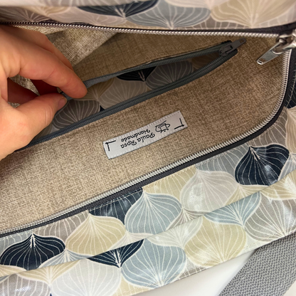 Große Shopper, Tragetasche Wachstuch Zwiebelmuster Abstrakt, mit Kunstleder Grau, Wasserabweisend mit Innenfach, mit Reißverschluss, Tasche