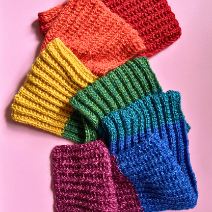 Strick-Set inkl. Anleitung "Spektrum" Regenbogen-Schal + Mütze